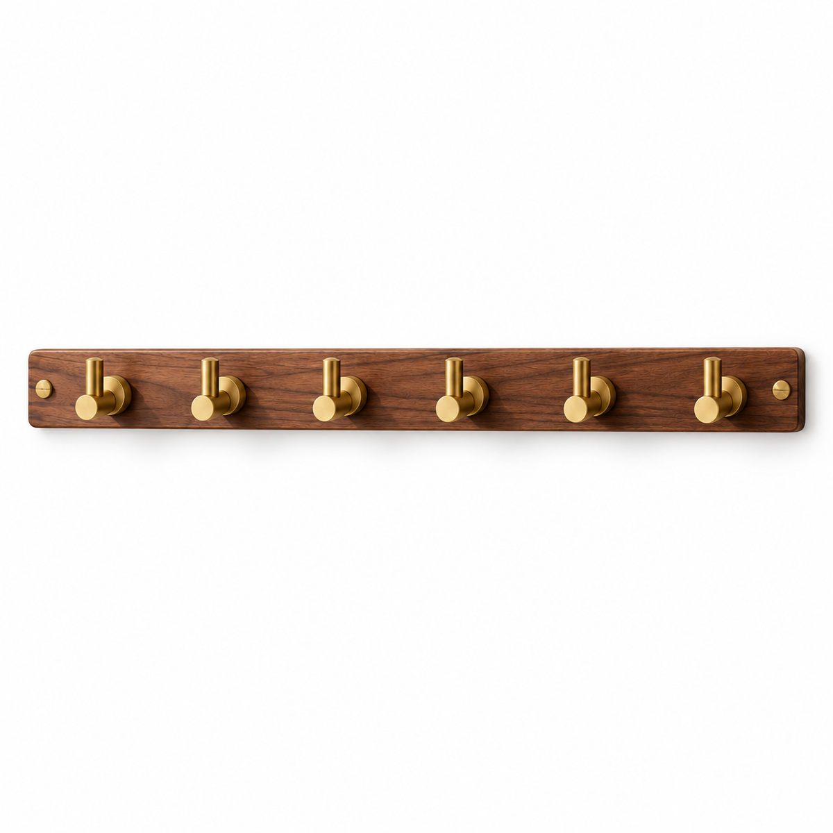 tqrdfghl™ Walnut-Tone Hat Rack with Brass-Tone Hooks — White background