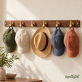 tqrdfghl™ Walnut-Tone Hat Rack with Brass-Tone Hooks — Main view