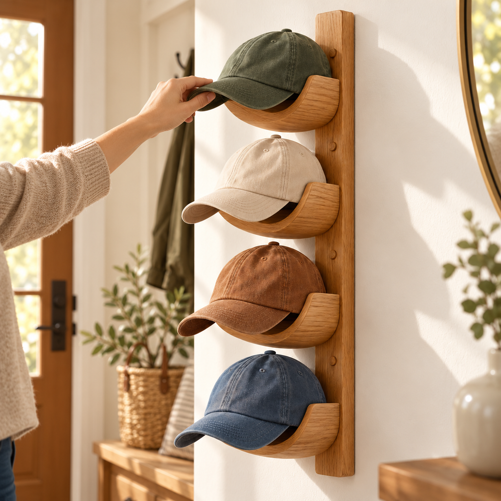tqrdfghl™ Four-Tier Curved Cap Display Rack — Lifestyle view 1