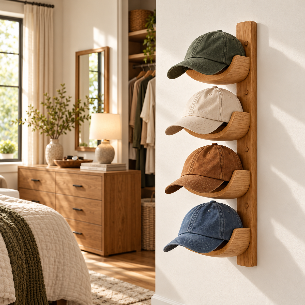 tqrdfghl™ Four-Tier Curved Cap Display Rack — Lifestyle view 2
