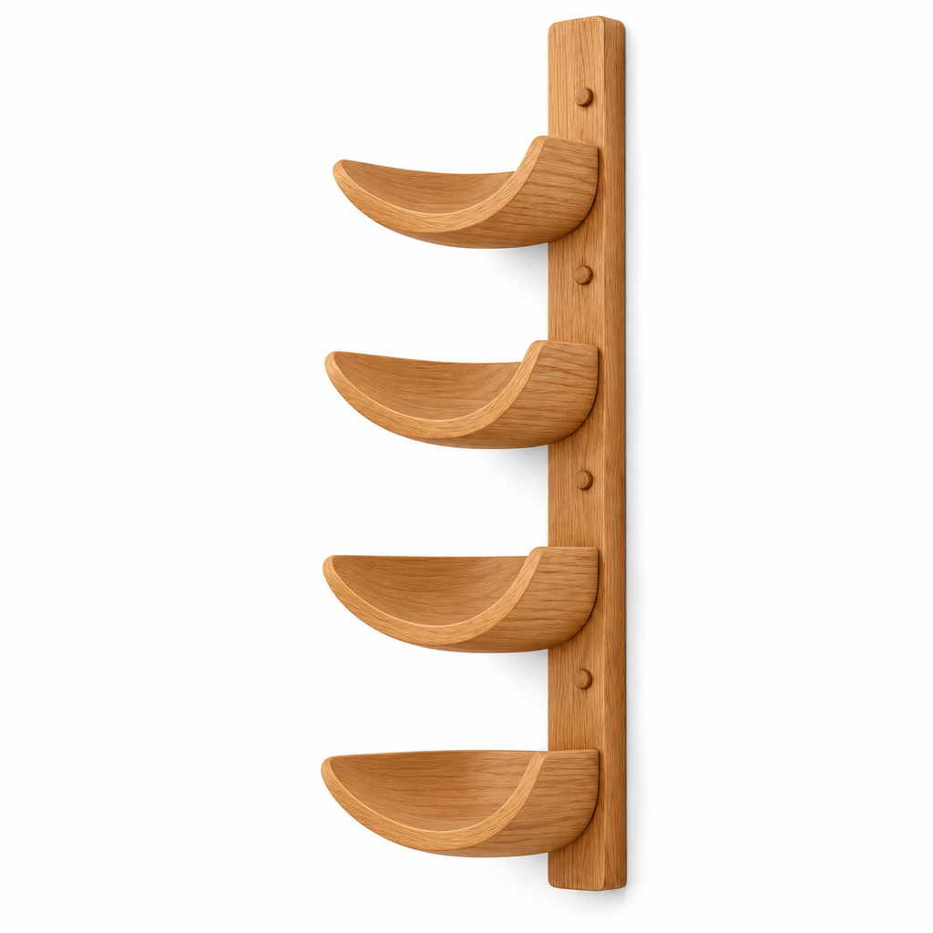 tqrdfghl™ Four-Tier Curved Cap Display Rack — White background