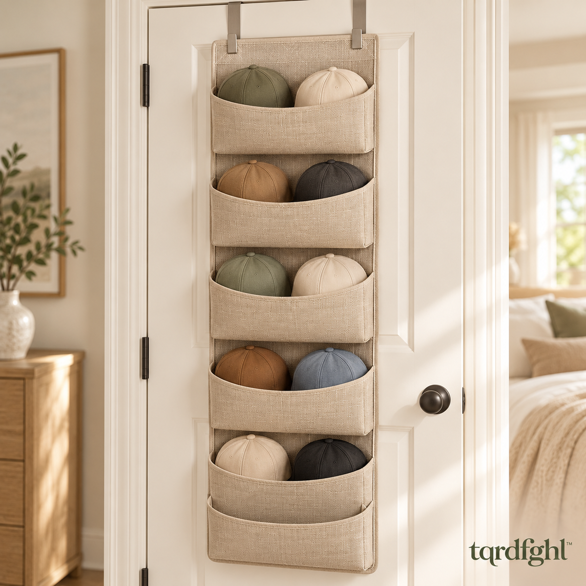 tqrdfghl™ Six-Pocket Fabric Door Hat Organizer — Main view