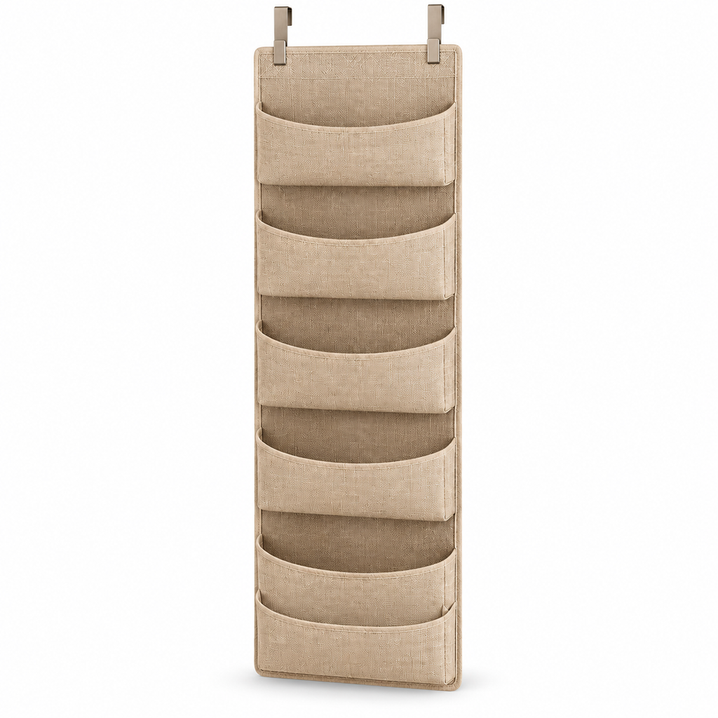 tqrdfghl™ Six-Pocket Fabric Door Hat Organizer — White background