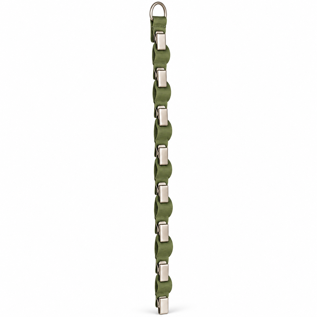 tqrdfghl™ Olive Hanging Cap Strap with Metal Clips — White background
